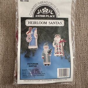 Astor Place Heirloom Santas Counted Cross Stitch Kit Vintage